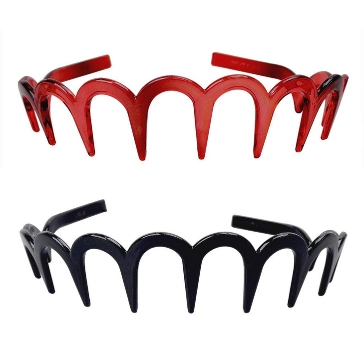 Fodattm 2PCS Zig Zag Shark Tooth Hairband Plastic Headband Hair Comb Women Hair Hoop Hair Accessories E