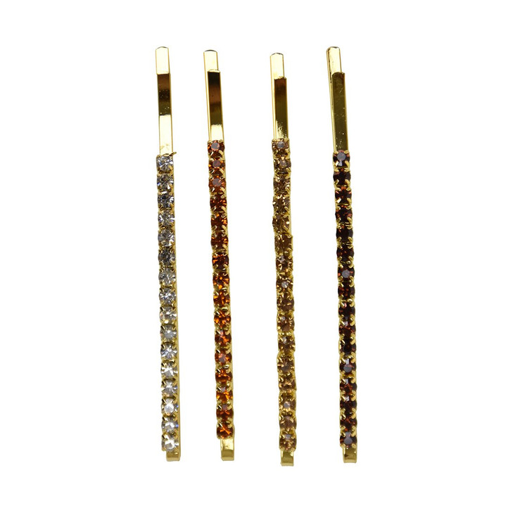 Gold Bridal Hair Clip Bobby Pin With Colored Stones 4 Count Multi