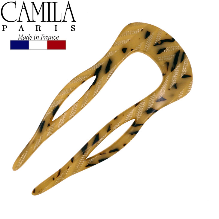 Camila Paris CP2502 French Twist Stick Clip Pins Handmade Victory Beige Girls Hair Pin UShaped Hair Fork for Girls Spira