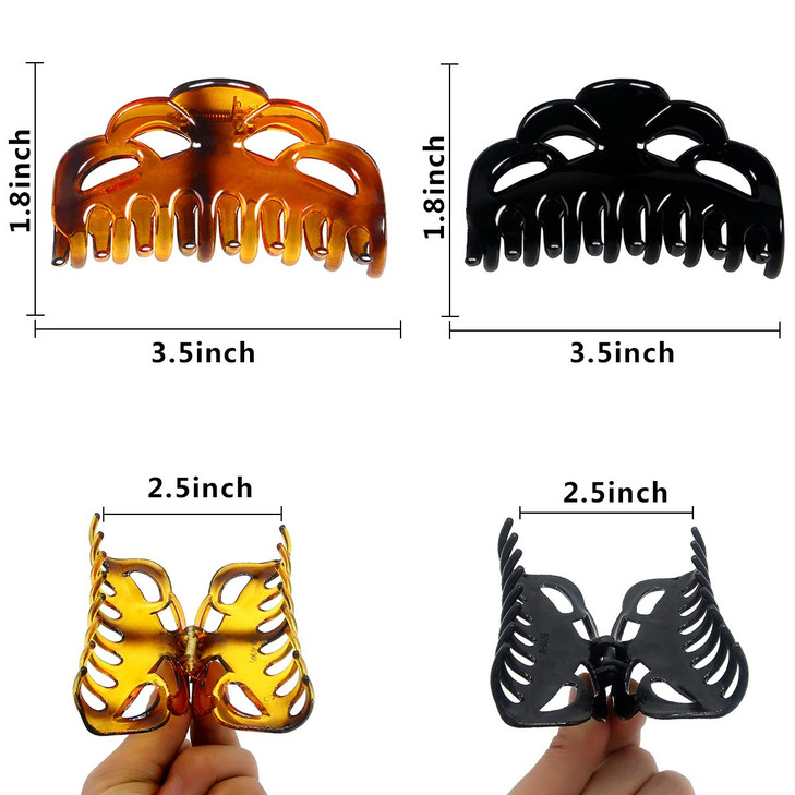 ACCGLORY Medium Hair Claw Clips for Women Fine Hair Plastic Claw Clamps Clips in Set ArcBlackBrownish RedM