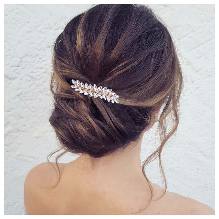 Andelaisi Vintage Rhinestone Hair Clip Wedding Crystal Hair Barrette Gold Rhinestone Barrette Head Clips Sparkly Crystal