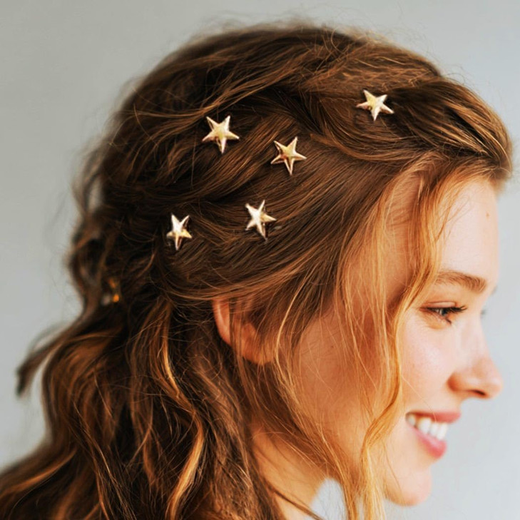 Unicra Gold Hair Pins Star Hair Clips Bridal Hair Piece Wedding Hair Accessories for Women and Girls Pack of 5 Gold