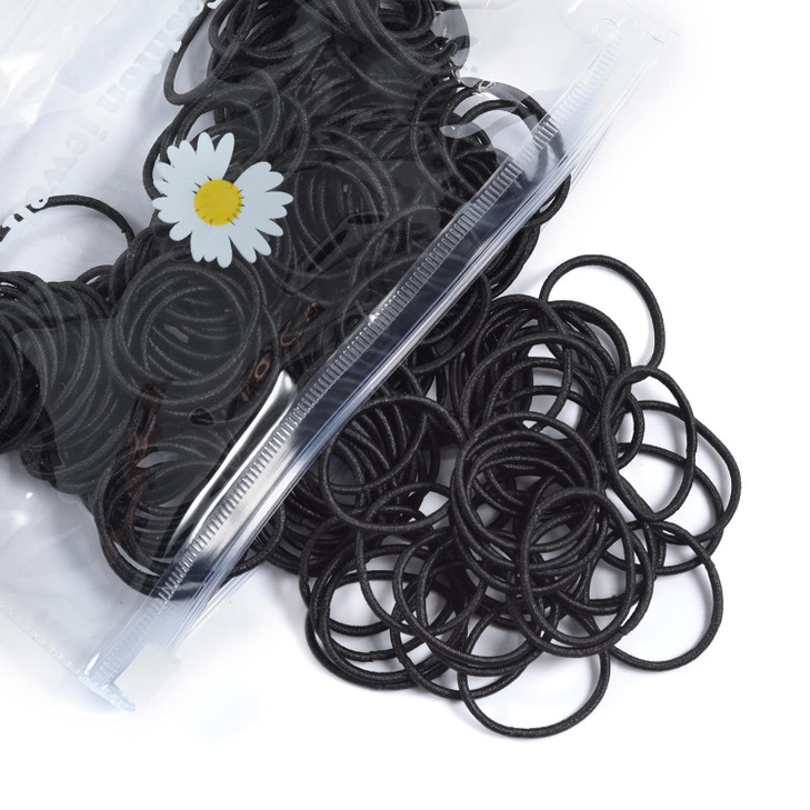 Youxuan Small Hair Elastics for Girls Soft and Comfy Rubber Bands 100 PCS Hair Ties Black
