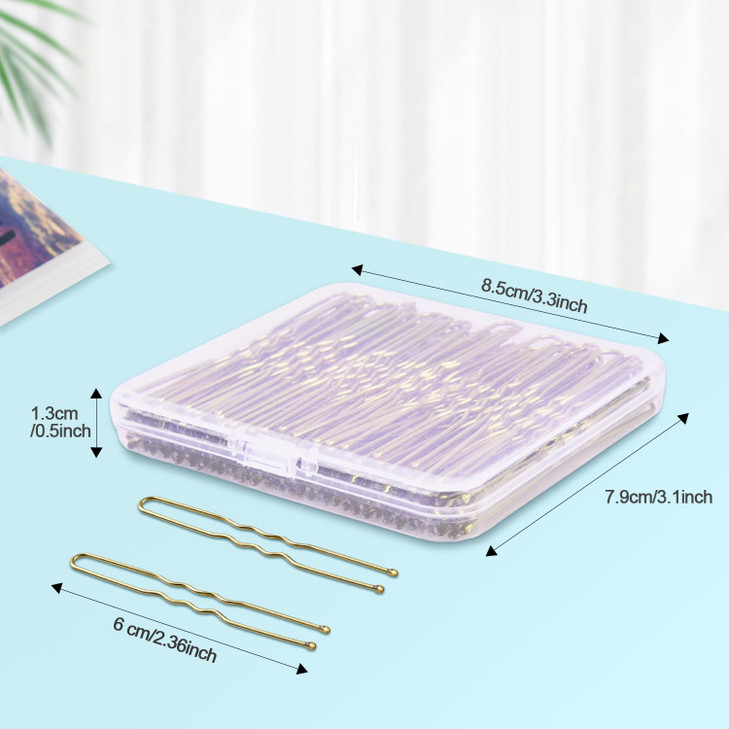 U Shaped Hair PinsTsMADDTs 100 Pcs Blonde Bun Hair Pins for Women Girls with Box Golden 24 inch