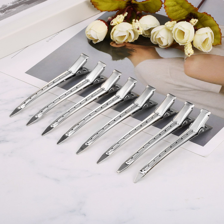 24 Pieces Duck Bill Hair Clips 35 Inches Duckbill Hair Clips Metal Alligator Curl Clips for Women Styling Sectioning Lon