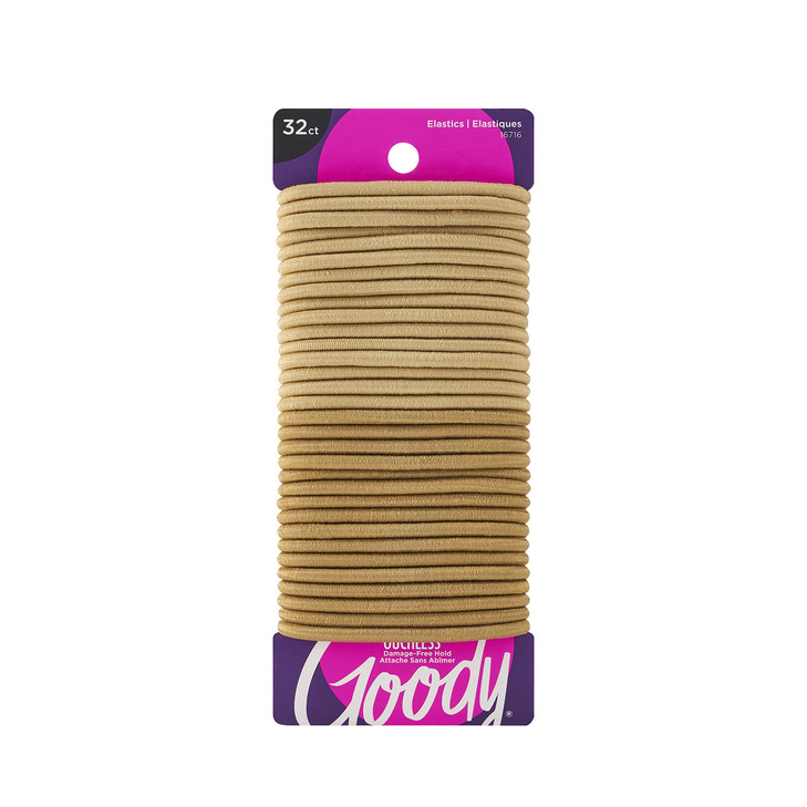 Goody Ouchless Elastic Hair Tie 32 Count Blonde 4MM for Medium Hair Slideproof PainFree Hair Accessories for Men Women B