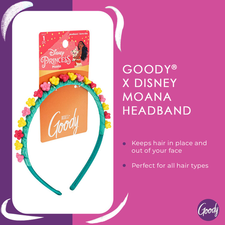 Goody Ouchless Headband For All Hair Types Disney Princess Moana Comfort Fit for AllDay Wear Beautiful Design for Instan