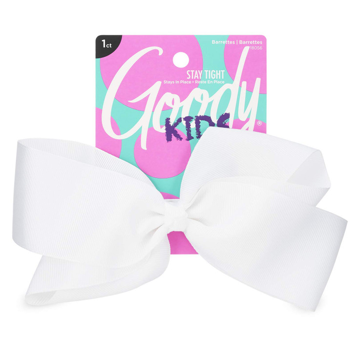 Goody Kids Large Bow Barette White Stay Tight Closure Help Keep Hairs In Place Hair Accessories