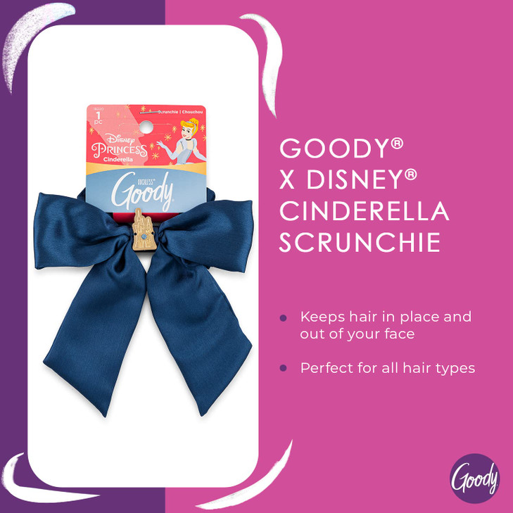Goody Ouchless XL Scrunchie Bow Disney Princess Cinderella Hair Accessories for Men Women Boys Girls Style With Ease Kee