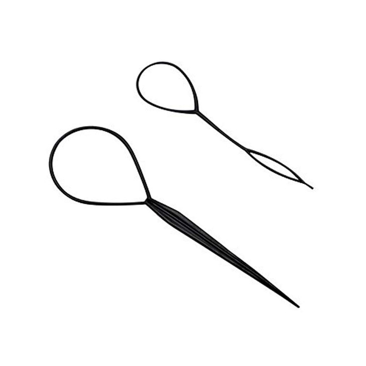 Plastic Magic Pull Hair Pin Clip Hair Braid Ponytail Maker Hair Accessories Diy Hair Styling Pony Tail Tool Black 2 pcs