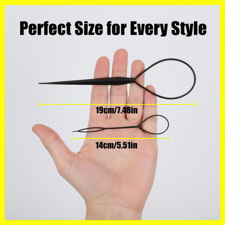 Plastic Magic Pull Hair Pin Clip Hair Braid Ponytail Maker Hair Accessories Diy Hair Styling Pony Tail Tool Black 2 pcs
