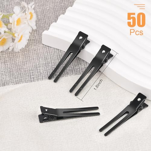 Double Prong Curl Clips IKOCO 50 Pcs Pins Curls Setting Section Hair Clips Metal for DIY with 3Pcs Comb Set for Salon Ba