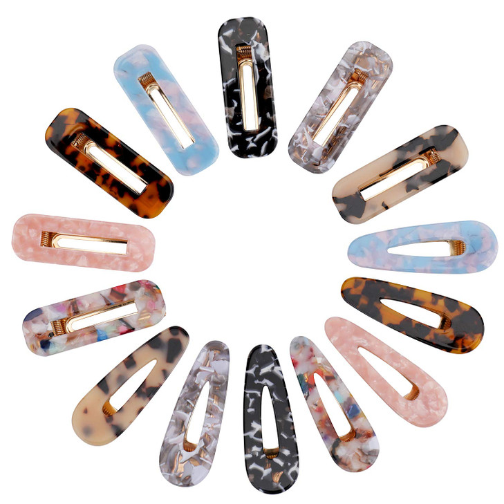 Hedume 28 Pack Acrylic Resin Hair Barrettes Fashion Geometric Hair Clips for Women Girls Ladies