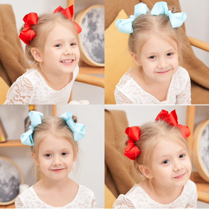 40PCS 45 Inch Hair Bows for Girls Grosgrain Ribbon Toddler Hair Accessories with Alligator Clips for Toddlers Baby Girls
