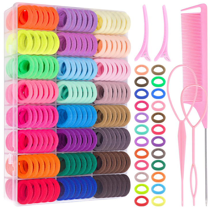 Baby Hair Ties Toddler Hair Accessories 292PCS Ponytail Holders Hair Ties for Girls Kids Elastic Hair Bands with Organiz