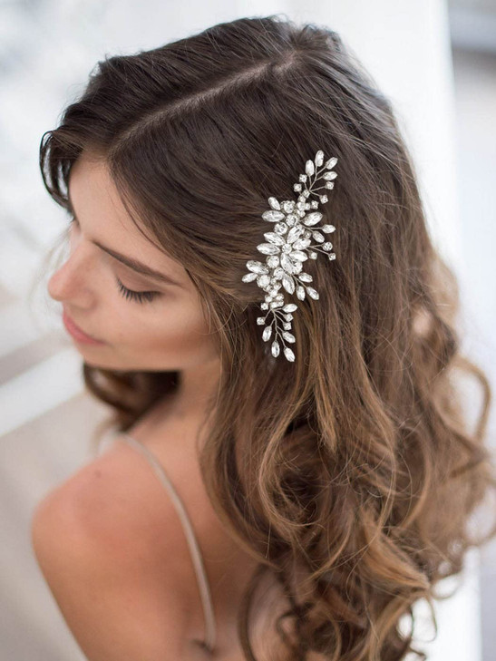 Unicra Bride Crystal Wedding Hair Comb Silver Bridal Headpiece Sparkly Rhinestone Hair Accessorie for Women and Girls AS