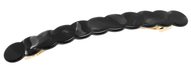 France Luxe Scalloped Long and Skinny Barrette Nacro Black