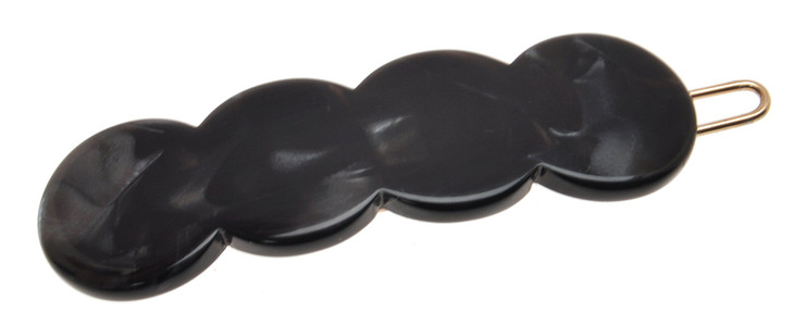 France Luxe Scalloped Tige Boule Barrette Nacro Black