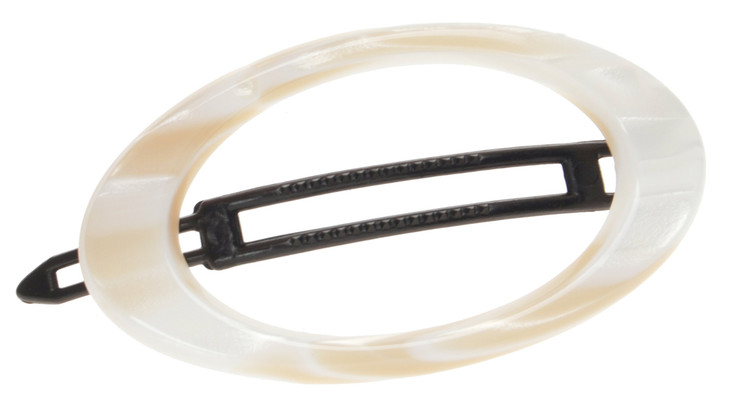 France Luxe Cutout Oval Plastic Tige Boule Barrette Onyx