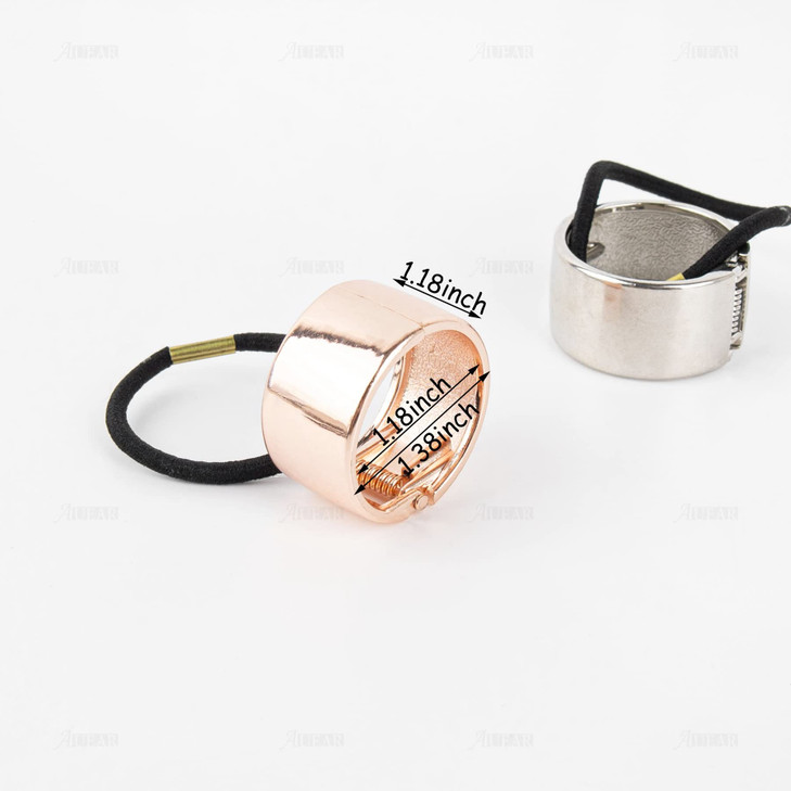 AUEAR, Brushed Metal Expandable Hair Cuff Ponytail Holder Elastic Tie for Women Girls Rings Set (4 Pack, Style 1) online at globaldelivered