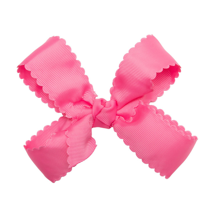HAIRBOWS Girls Grosgrain Scalloped Edge Bow with a Knot Wrap Center on a Clip All Ages and Hair Types 5 Inch Bow Hot Pin