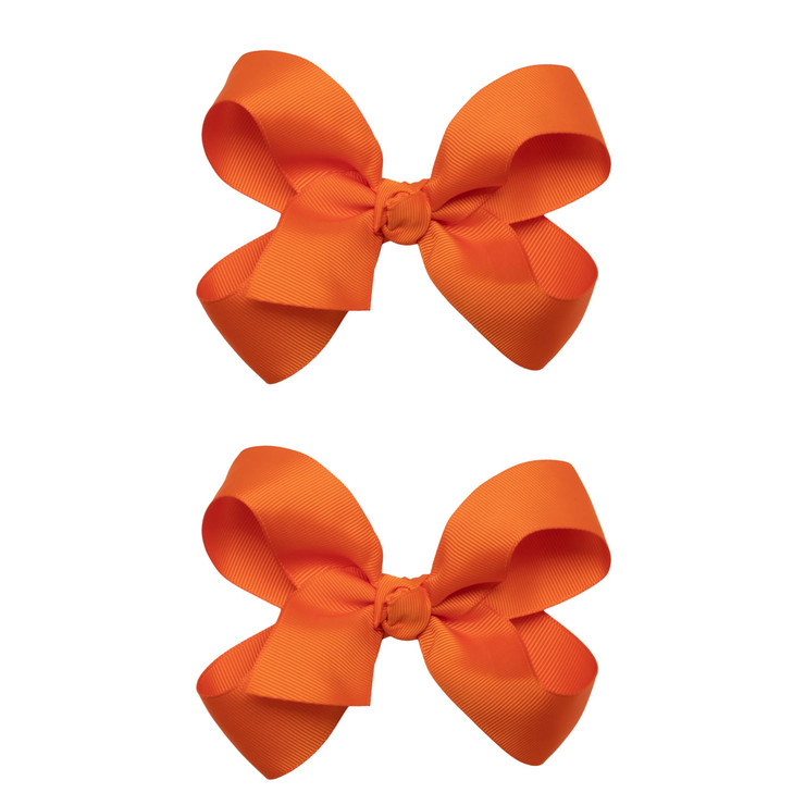 HAIRBOWS Girls 2 Pack of Grosgrain Hair Bows with Knot Wrap Center on Hair Clips All Ages and Hair Types 5 Inch Bows Ora