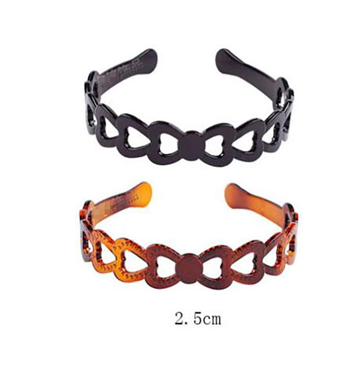 Set of 2 Women Hard Plastic Headband Hair Hoop Black and Brown Highgrade Headwear Hairband Style D