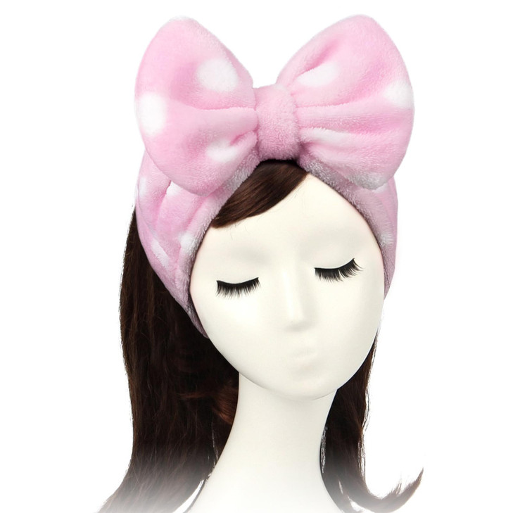 Shintop Women Fashion Lovely Soft Carol Fleece Bowknot Bow Makeup Cosmetic Shower Elastic Hair Band Hairlace Headband Pi