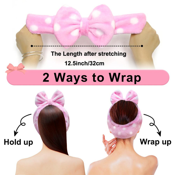 Shintop Women Fashion Lovely Soft Carol Fleece Bowknot Bow Makeup Cosmetic Shower Elastic Hair Band Hairlace Headband Pi