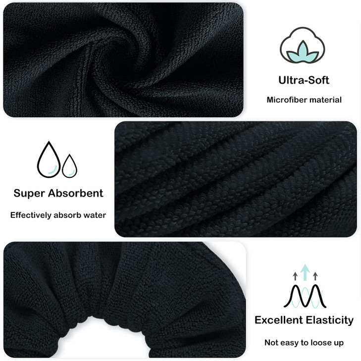 IVARYSS Super Towel Scrunchies for Drying Hair Absorbent and Soft Microfiber for Frizz Free Large Thick Ponytail Holder