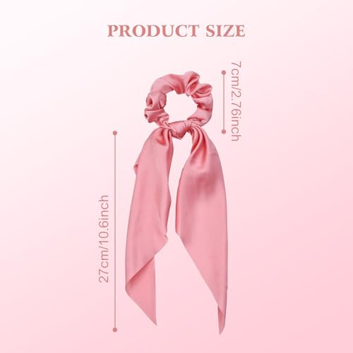 Lawie 10 Pack Colorful Solid Satin Long Hair Ribbons Knotted Hair Bows Long Tails Scrunchies Scarf Hair Ties Headbands E