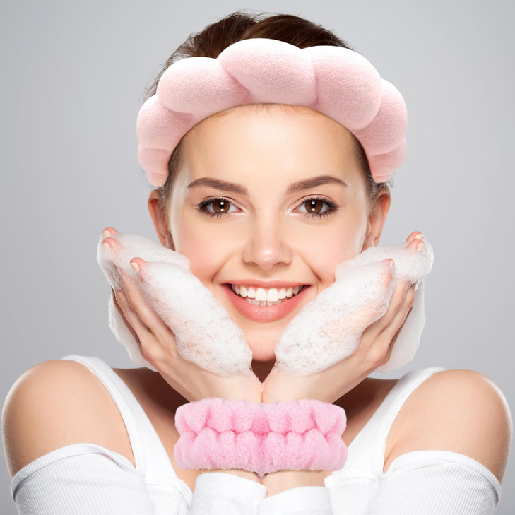 Zkptops Spa Headband for Washing Face Wristband Sponge Makeup Skincare Headband Terry Cloth Bubble Soft Get Ready Hairba