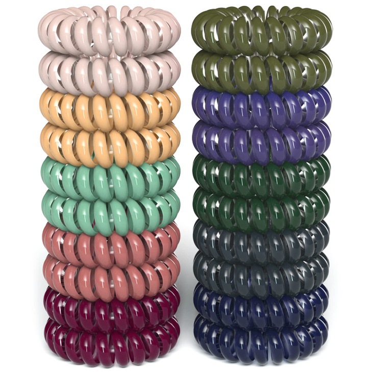 Teqifu 20Pcs Hair Elastics No Crease Spiral Hair Ties Hair Bands MultiColor Waterproof Phone Cord Hair Scrunchies Hair C