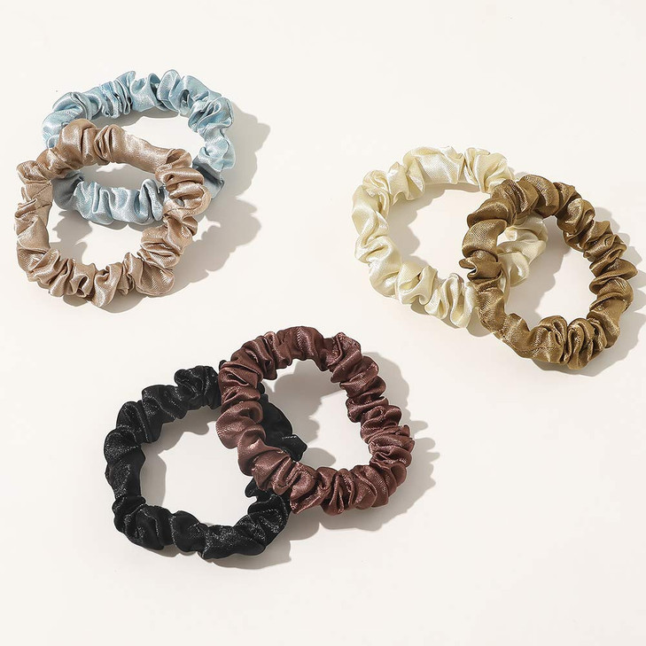 Scrunchies Silk Satin Hair Ties Elestics Ponytail Holder Hair Bands Small Scrunchy For Thick Curl Hair No Crease Hair Ti