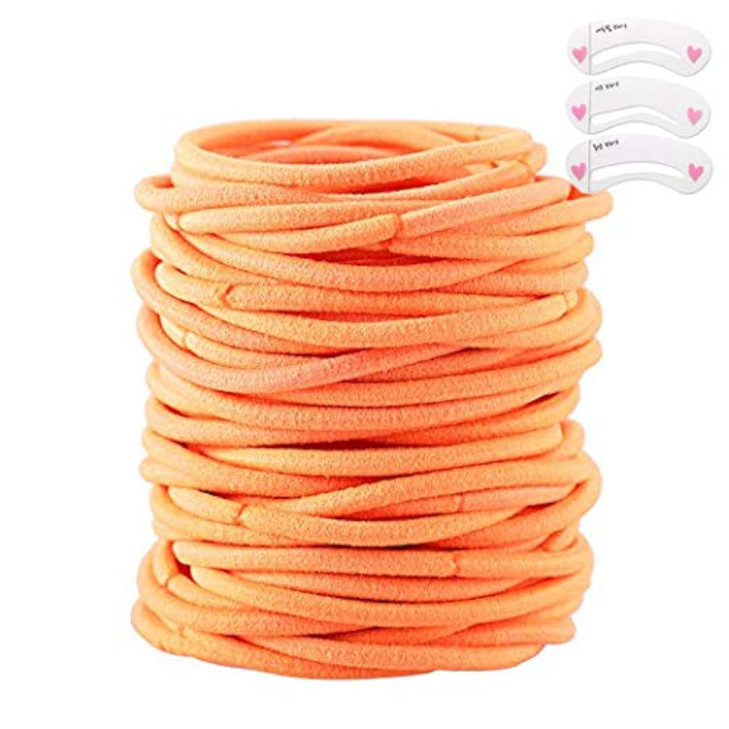 Coobbar 100pcs Women Elastic Hair Ties Band Ropes Ring Ponytail Holder Orange