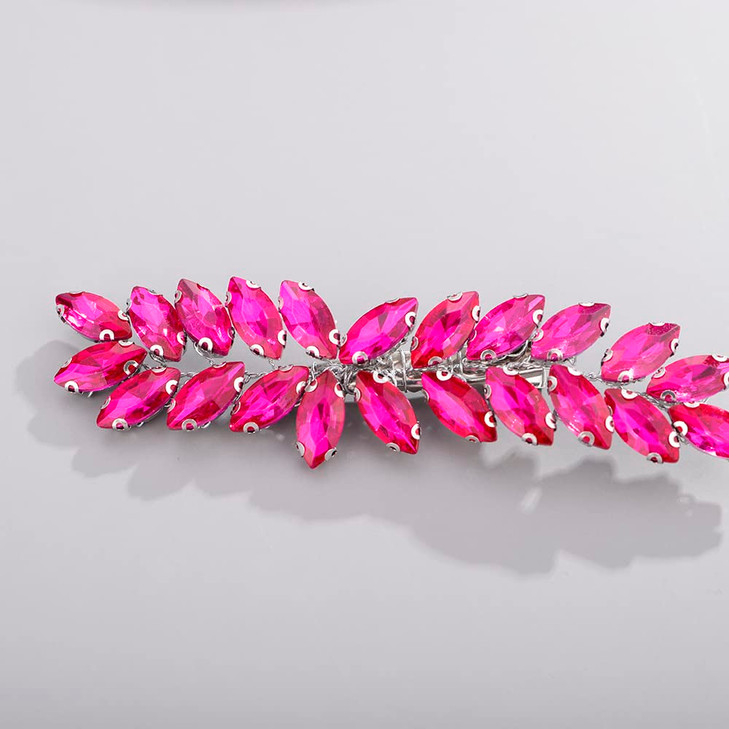 BERYUAN Rose red Color Crystal Hair Clip for Women and Girls Crystals Hair Clip Prom Party Hair Pieces Bridal Bridesmaid