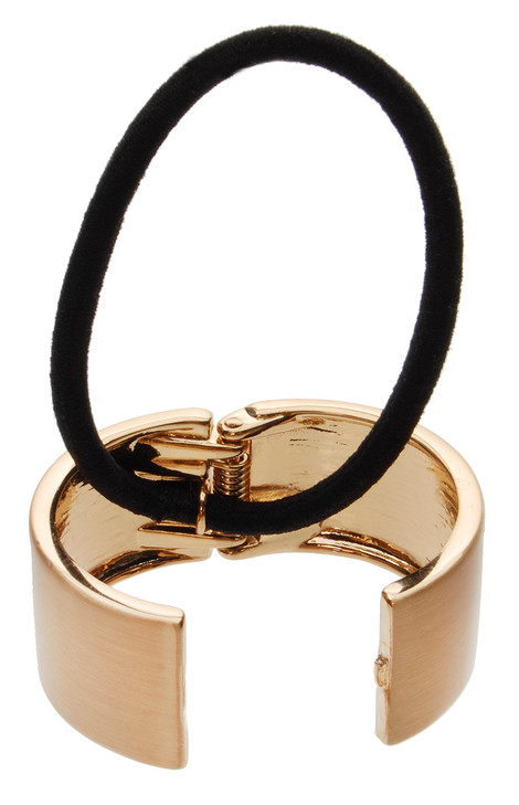 L Erickson Brushed Metal Cuff Ponytail Holder Brushed Gold