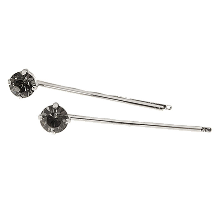 L Erickson Little Gem Bobby Pin Pair Black DiamondSilver