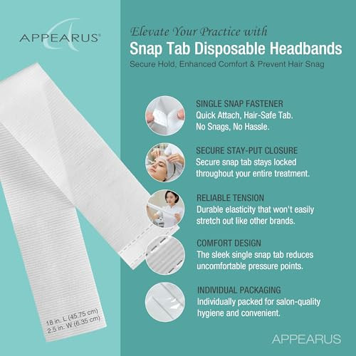 APPEARUS 50 Ct Disposable Spa Facial Headbands with Convenient Closure