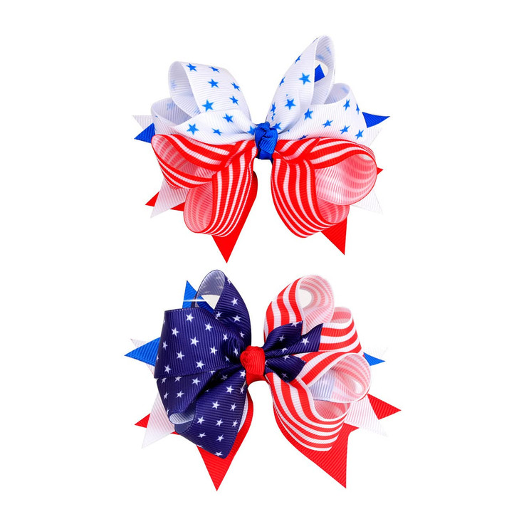4th of July Hair Bow ClipsPatriotic USA Flag Hairpins for Kids GirlsAmerican Star Hair Accessories for Independence Day