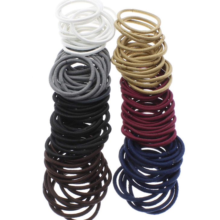 My Lello Small Hair Elastics Ponytail Holders No Damage No Metal 100 Pack Neutral Variety