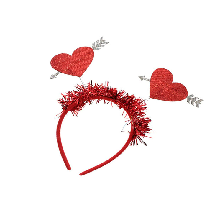 BinaryABC Love Heart Sequin HeadbandValentines Day Heart Head Boppers HeadbandsValentines Day Hair Accessories Party Sup