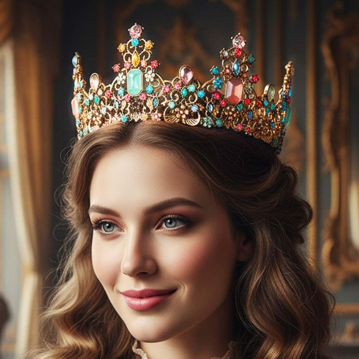 Yean Baroque Rhinestone Crowns and Tiaras Gold Bridal Queen Crown Crystal Wedding Tiara Crown for Women