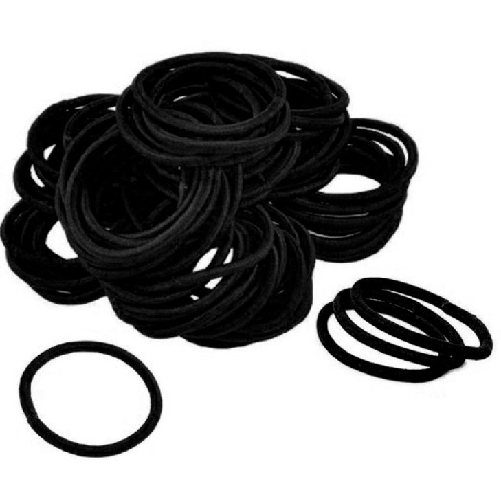 Kenz Laurenz 100 Hair Elastics Hair Ties No Crease Ouchless Ponytail Holders No Metal 4mm 100 Hair ElasticsBlack