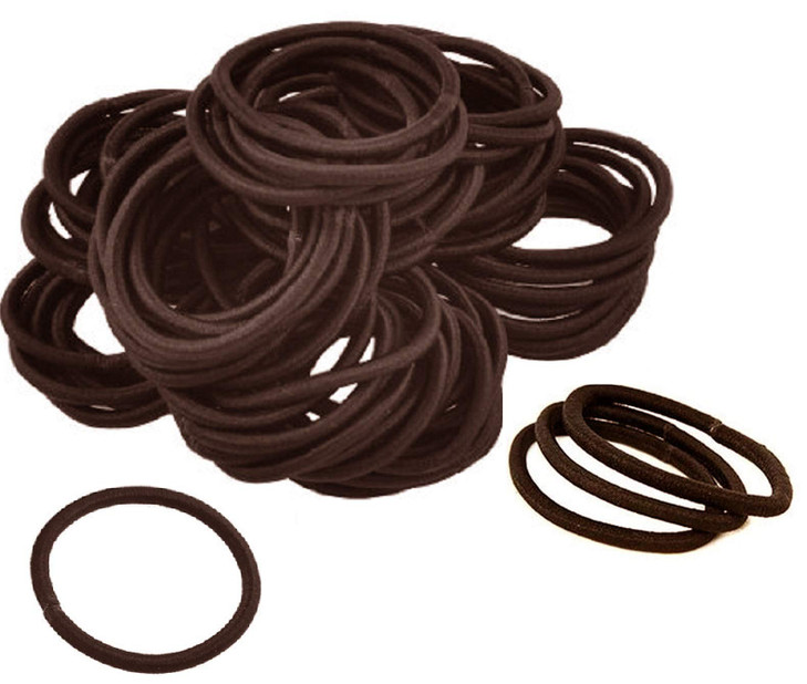 Kenz Laurenz 100 Hair Elastics Hair Ties No Crease Ouchless Ponytail Holders No Metal 4mm 100 Hair ElasticsBrown