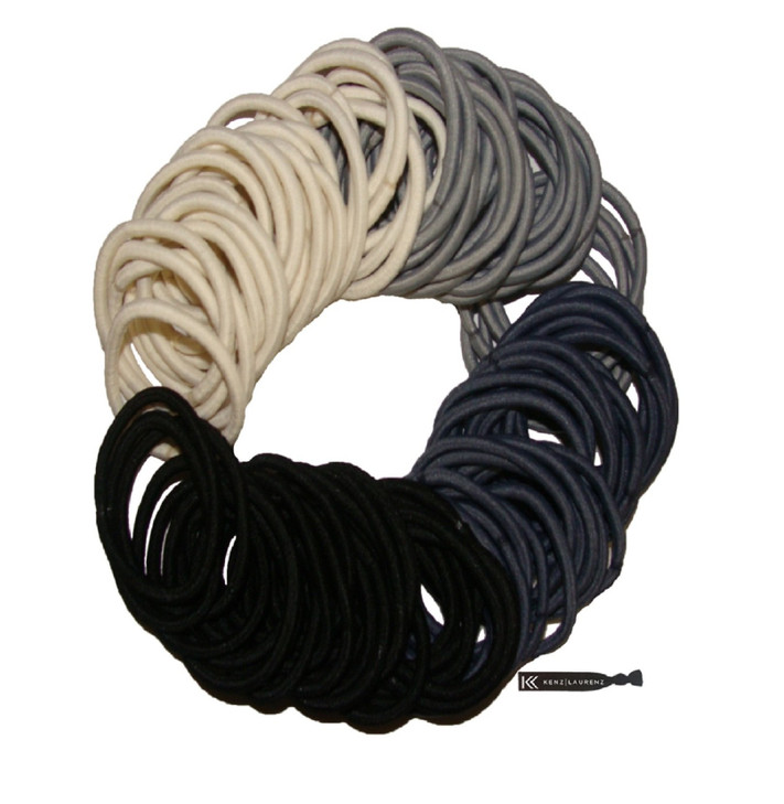 Kenz Laurenz 100 Hair Elastics Hair Ties No Crease Ouchless Ponytail Holders No Metal 4mm 100 Hair ElasticsBlack Ombre