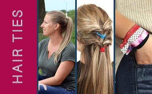 Kenz Laurenz 100 Hair Ties No Crease Ribbon Elastics Ouchless Ponytail Holders Hair Bands 100 Hair TiesPrints and Solids