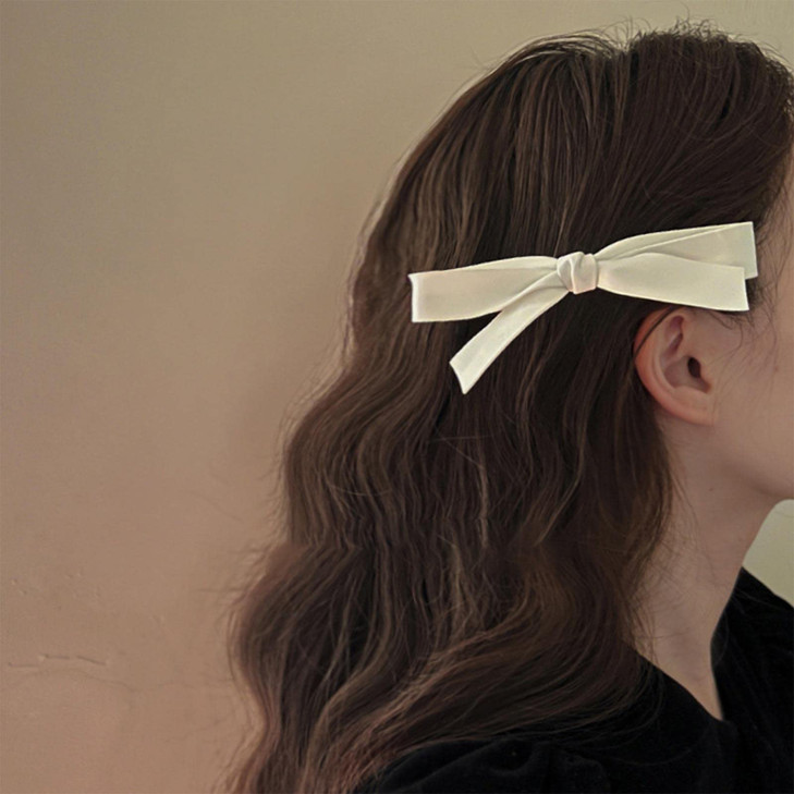 Yheakne Vintage Bow Hair Clip Champagne Bowknot Hair Barrette Winter Hair Holder Clip French Bow Barrette Headwear Bowkn