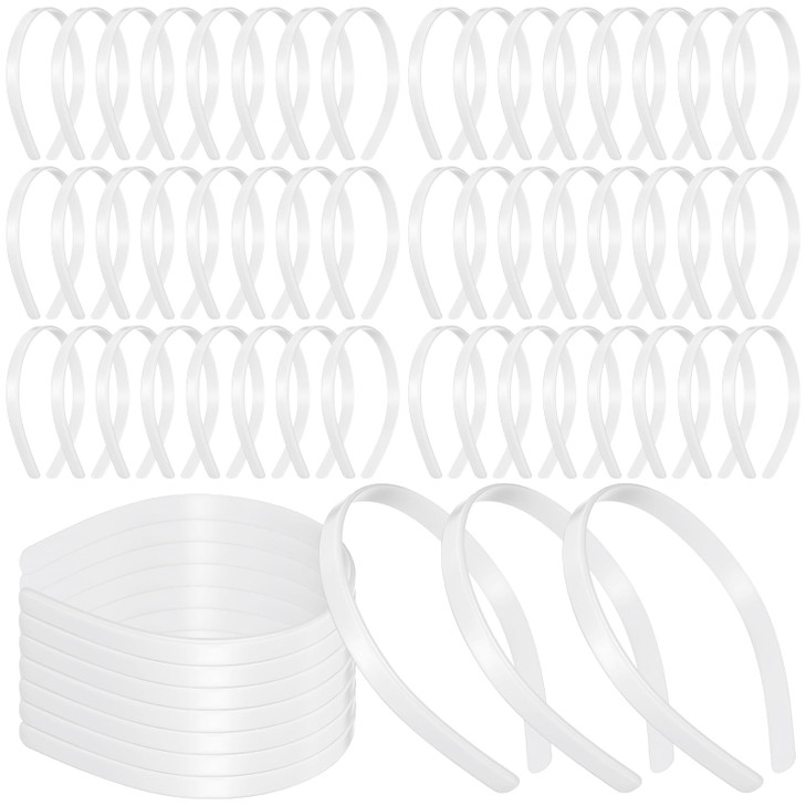 Hotop 100 Pcs Plastic Headbands Bulk 1 Inch Wide Craft No Teeth Plain Headbands DIY Hair Band Accessories for Girls Wome