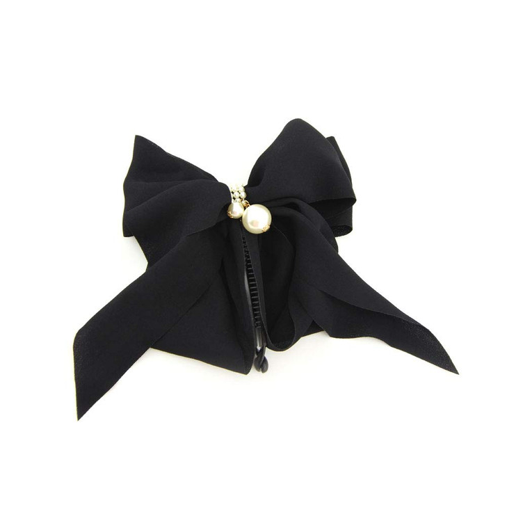 Meilliwish Cloth Pearl Beautiful Banana Hair Clip for Women H77Black